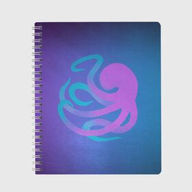 Тетрадь с принтом Осьминог в Тюмени, 100% бумага | 48 листов, плотность листов — 60 г/м2, плотность картонной обложки — 250 г/м2. Листы скреплены сбоку удобной пружинной спиралью. Уголки страниц и обложки скругленные. Цвет линий — светло-серый
 | Тематика изображения на принте: octopus | tentacles | морское животное | осьминог | тентакли | щупальца