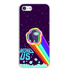 Чехол для iPhone 5/5S матовый с принтом AMONG US neon rainbow в Тюмени, Силикон | Область печати: задняя сторона чехла, без боковых панелей | детский | космос | неоновый | радуга | стильная | тренд | яркий