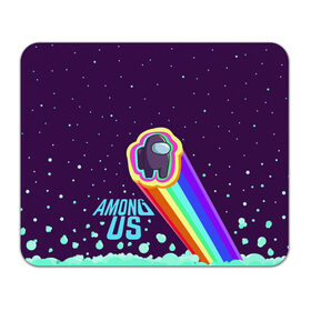 Коврик для мышки прямоугольный с принтом AMONG US neon rainbow в Тюмени, натуральный каучук | размер 230 х 185 мм; запечатка лицевой стороны | Тематика изображения на принте: детский | космос | неоновый | радуга | стильная | тренд | яркий