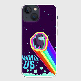 Чехол для iPhone 13 mini с принтом AMONG US neon rainbow в Тюмени,  |  | детский | космос | неоновый | радуга | стильная | тренд | яркий