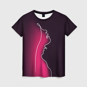 Женская футболка 3D с принтом Love в Тюмени, 100% полиэфир ( синтетическое хлопкоподобное полотно) | прямой крой, круглый вырез горловины, длина до линии бедер | 14 февряля | amor | kiss | love | love you | my love | valentine | валентин | люблю | любовь | отношения | пара | поцелуй | я люблю