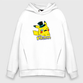 Мужское худи Oversize хлопок с принтом Pokemon Пикачу (S) в Тюмени, френч-терри — 70% хлопок, 30% полиэстер. Мягкий теплый начес внутри —100% хлопок | боковые карманы, эластичные манжеты и нижняя кромка, капюшон на магнитной кнопке | anime | pikachu | пикачу