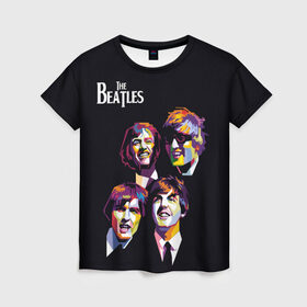 Женская футболка 3D с принтом The Beatles в Тюмени, 100% полиэфир ( синтетическое хлопкоподобное полотно) | прямой крой, круглый вырез горловины, длина до линии бедер | the beatles | великобритания | джон леннон | классика | легенды | музыка | пол маккартни | рок | рок группа