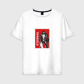 Женская футболка хлопок Oversize с принтом Doom ДУМ в Тюмени, 100% хлопок | свободный крой, круглый ворот, спущенный рукав, длина до линии бедер
 | doom eternal | game | герой | дум | дум етернал | игра | палач рока | персонаж