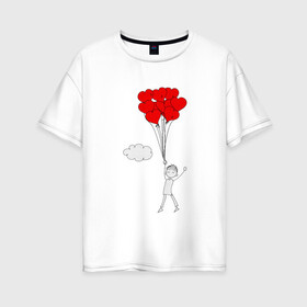 Женская футболка хлопок Oversize с принтом На крыльях Любви в Тюмени, 100% хлопок | свободный крой, круглый ворот, спущенный рукав, длина до линии бедер
 | любовь | парень | парные