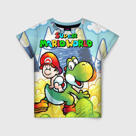 Детская футболка 3D с принтом Baby Mario в Тюмени, 100% гипоаллергенный полиэфир | прямой крой, круглый вырез горловины, длина до линии бедер, чуть спущенное плечо, ткань немного тянется | 16 bit | 16 бит | geek | island | snes | yoshi | марио | ретро