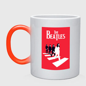 Кружка хамелеон с принтом The Beatles в Тюмени, керамика | меняет цвет при нагревании, емкость 330 мл | the beatles | великобритания | джон леннон | классика | легенды | музыка | пол маккартни | рок | рок группа