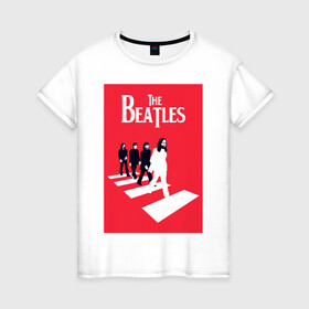 Женская футболка хлопок с принтом The Beatles в Тюмени, 100% хлопок | прямой крой, круглый вырез горловины, длина до линии бедер, слегка спущенное плечо | the beatles | великобритания | джон леннон | классика | легенды | музыка | пол маккартни | рок | рок группа