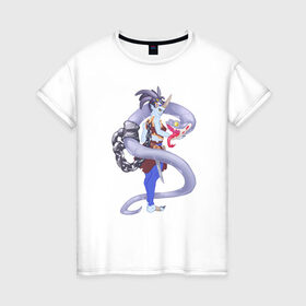 Женская футболка хлопок с принтом Горгона в Тюмени, 100% хлопок | прямой крой, круглый вырез горловины, длина до линии бедер, слегка спущенное плечо | горгона | злодейка | змея | медуза