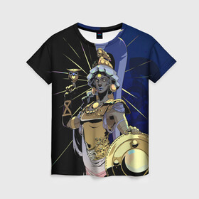 Женская футболка 3D с принтом Hades Афина в Тюмени, 100% полиэфир ( синтетическое хлопкоподобное полотно) | прямой крой, круглый вырез горловины, длина до линии бедер | hades | афина | игра | компьютерная | подарок | половина | синий | хейдс | хэйдс | черный