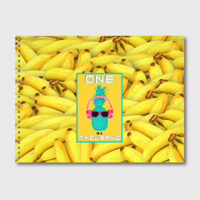 Альбом для рисования с принтом Крутой ананас в Тюмени, 100% бумага
 | матовая бумага, плотность 200 мг. | 3d | tegunvteg | ананас | бананы | бирюзовый | единственный | желтый | надпись | наушники | один | один на тысячу | одна на тысячу | очки | полная запечатка | розовый | самовыражение