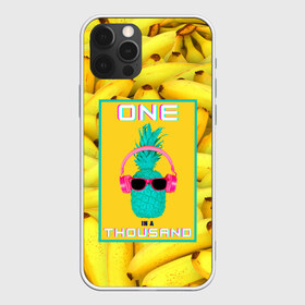 Чехол для iPhone 12 Pro Max с принтом Крутой ананас в Тюмени, Силикон |  | Тематика изображения на принте: 3d | tegunvteg | ананас | бананы | бирюзовый | единственный | желтый | надпись | наушники | один | один на тысячу | одна на тысячу | очки | полная запечатка | розовый | самовыражение