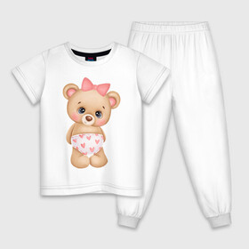 Детская пижама хлопок с принтом Я тебя люблю в Тюмени, 100% хлопок |  брюки и футболка прямого кроя, без карманов, на брюках мягкая резинка на поясе и по низу штанин
 | любовь | медведь | парные