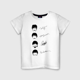 Детская футболка хлопок с принтом The Beatles(автографы) в Тюмени, 100% хлопок | круглый вырез горловины, полуприлегающий силуэт, длина до линии бедер | let it be | the beatles | yellow submarine | yesterday | автографы | музыканты | рок группа