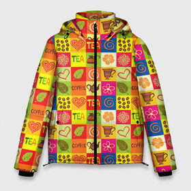 Мужская зимняя куртка 3D с принтом Кофе и Чай в Тюмени, верх — 100% полиэстер; подкладка — 100% полиэстер; утеплитель — 100% полиэстер | длина ниже бедра, свободный силуэт Оверсайз. Есть воротник-стойка, отстегивающийся капюшон и ветрозащитная планка. 

Боковые карманы с листочкой на кнопках и внутренний карман на молнии. | americano | coffee | espresso | latte | nescafe | американо | бариста | бармен | капучино | кофе | кофевар | кофейные зерна | кофейня | кружка кофе | латте | макиато | моккачино | мокко | нескафе | чай | чашка кофе | шоколад