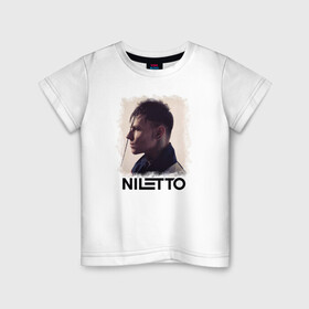 Детская футболка хлопок с принтом NILETTO в Тюмени, 100% хлопок | круглый вырез горловины, полуприлегающий силуэт, длина до линии бедер | niletto | данил прытков | даня | музыка | нилетто | тату | шоу