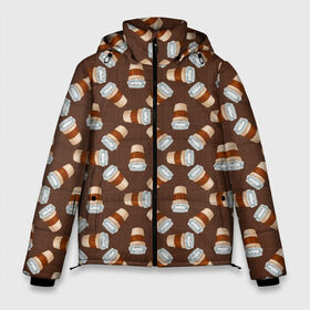 Мужская зимняя куртка 3D с принтом Кофе Бар в Тюмени, верх — 100% полиэстер; подкладка — 100% полиэстер; утеплитель — 100% полиэстер | длина ниже бедра, свободный силуэт Оверсайз. Есть воротник-стойка, отстегивающийся капюшон и ветрозащитная планка. 

Боковые карманы с листочкой на кнопках и внутренний карман на молнии. | Тематика изображения на принте: americano | coffee | espresso | latte | nescafe | американо | бариста | бармен | капучино | кофе | кофевар | кофейные зерна | кофейня | кружка кофе | латте | макиато | моккачино | мокко | нескафе | чай | чашка кофе | шоколад