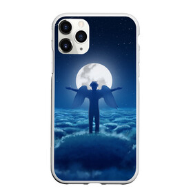 Чехол для iPhone 11 Pro Max матовый с принтом Ангел в Тюмени, Силикон |  | tegunvteg | ангел | бог | звезды | космос | луна | небеса | ночное небо | облака | полнолуние | человек с крыльями