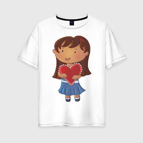 Женская футболка хлопок Oversize с принтом Я люблютебя в Тюмени, 100% хлопок | свободный крой, круглый ворот, спущенный рукав, длина до линии бедер
 | влюбленность | девочка | парные | сердце