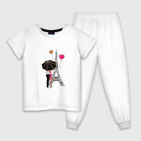 Детская пижама хлопок с принтом Хочу в Париж в Тюмени, 100% хлопок |  брюки и футболка прямого кроя, без карманов, на брюках мягкая резинка на поясе и по низу штанин
 | tegunvteg | башня | любовь | путешествия