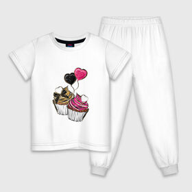 Детская пижама хлопок с принтом Кексики в Тюмени, 100% хлопок |  брюки и футболка прямого кроя, без карманов, на брюках мягкая резинка на поясе и по низу штанин
 | сладости | шары