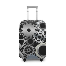 Чехол для чемодана 3D с принтом ЧАСОВОЙ МЕХАНИЗМ в Тюмени, 86% полиэфир, 14% спандекс | двустороннее нанесение принта, прорези для ручек и колес | clock | iron | stimpank | time | watch | времяя | железо | зубцы | колеса | механизм | сталь | стимпанк | часы | шестеренки
