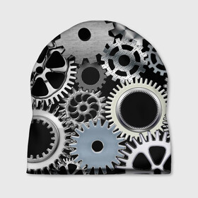 Шапка 3D с принтом ЧАСОВОЙ МЕХАНИЗМ в Тюмени, 100% полиэстер | универсальный размер, печать по всей поверхности изделия | clock | iron | stimpank | time | watch | времяя | железо | зубцы | колеса | механизм | сталь | стимпанк | часы | шестеренки