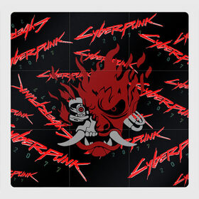 Магнитный плакат 3Х3 с принтом Cyberpunk2077 red samurai в Тюмени, Полимерный материал с магнитным слоем | 9 деталей размером 9*9 см | 2077 | cyber punk 2077 | cyberpunk | cyberpunk2077art | red | samurai | киберпанк | красный 2077