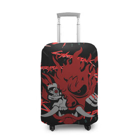 Чехол для чемодана 3D с принтом Cyberpunk2077 red samurai в Тюмени, 86% полиэфир, 14% спандекс | двустороннее нанесение принта, прорези для ручек и колес | 2077 | cyber punk 2077 | cyberpunk | cyberpunk2077art | red | samurai | киберпанк | красный 2077
