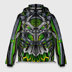 Мужская зимняя куртка 3D с принтом Механический орел в Тюмени, верх — 100% полиэстер; подкладка — 100% полиэстер; утеплитель — 100% полиэстер | длина ниже бедра, свободный силуэт Оверсайз. Есть воротник-стойка, отстегивающийся капюшон и ветрозащитная планка. 

Боковые карманы с листочкой на кнопках и внутренний карман на молнии. | bird | cyber | eagle | mechanical | tegunvteg | арт | кибер | механический | монстр | орел | птица | робот