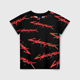 Детская футболка 3D с принтом Cyberpunk 2077 red в Тюмени, 100% гипоаллергенный полиэфир | прямой крой, круглый вырез горловины, длина до линии бедер, чуть спущенное плечо, ткань немного тянется | 2077 | cyber punk 2077 | cyberpunk | cyberpunk2077art | red | samurai | киберпанк | красный 2077
