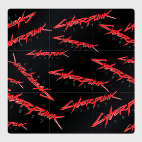 Магнитный плакат 3Х3 с принтом Cyberpunk 2077 red в Тюмени, Полимерный материал с магнитным слоем | 9 деталей размером 9*9 см | 2077 | cyber punk 2077 | cyberpunk | cyberpunk2077art | red | samurai | киберпанк | красный 2077