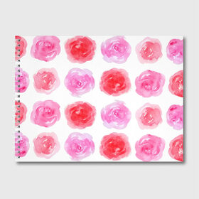 Альбом для рисования с принтом Розы в Тюмени, 100% бумага
 | матовая бумага, плотность 200 мг. | весна | красный | паттерн | розовый | розы | цветы