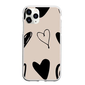 Чехол для iPhone 11 Pro Max матовый с принтом Сердечный паттерн в Тюмени, Силикон |  | Тематика изображения на принте: love | беж | вместе | любовь | навсегда | семья | сердце | черный