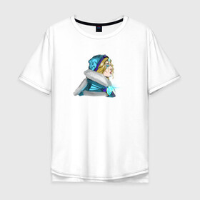 Мужская футболка хлопок Oversize с принтом FANART crystal maiden в Тюмени, 100% хлопок | свободный крой, круглый ворот, “спинка” длиннее передней части | crystalmaiden | dota2 | fanart | games | moba | игры | фанарт
