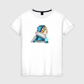 Женская футболка хлопок с принтом FANART crystal maiden в Тюмени, 100% хлопок | прямой крой, круглый вырез горловины, длина до линии бедер, слегка спущенное плечо | crystalmaiden | dota2 | fanart | games | moba | игры | фанарт