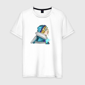 Мужская футболка хлопок с принтом FANART crystal maiden в Тюмени, 100% хлопок | прямой крой, круглый вырез горловины, длина до линии бедер, слегка спущенное плечо. | crystalmaiden | dota2 | fanart | games | moba | игры | фанарт