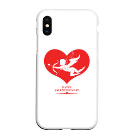 Чехол для iPhone XS Max матовый с принтом Happy Valentines Day в Тюмени, Силикон | Область печати: задняя сторона чехла, без боковых панелей | 14 февраля | love | valentines day | амур | валентинка | вторая половинка | день всех влюбленных | купидон | любовь | отношения | подарок любви | поцелуй | праздник любви | романтика | свидание | сердечки