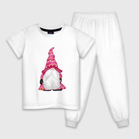 Детская пижама хлопок с принтом гномик в Тюмени, 100% хлопок |  брюки и футболка прямого кроя, без карманов, на брюках мягкая резинка на поясе и по низу штанин
 | гном | любовь | сердечко