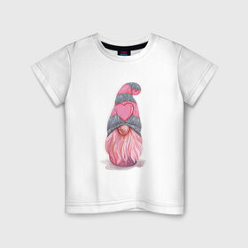 Детская футболка хлопок с принтом Гномик в Тюмени, 100% хлопок | круглый вырез горловины, полуприлегающий силуэт, длина до линии бедер | гном | любовь | сердечко