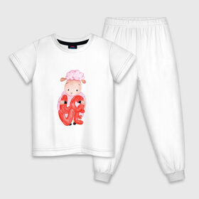 Детская пижама хлопок с принтом Барашка в Тюмени, 100% хлопок |  брюки и футболка прямого кроя, без карманов, на брюках мягкая резинка на поясе и по низу штанин
 | Тематика изображения на принте: баран | любовь | сердечко