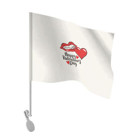 Флаг для автомобиля с принтом Happy Valentines Day в Тюмени, 100% полиэстер | Размер: 30*21 см | 14 февраля | love | valentines day | амур | валентинка | вторая половинка | день всех влюбленных | купидон | любовь | отношения | подарок любви | поцелуй | праздник любви | романтика | свидание | сердечки