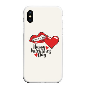 Чехол для iPhone XS Max матовый с принтом Happy Valentines Day в Тюмени, Силикон | Область печати: задняя сторона чехла, без боковых панелей | Тематика изображения на принте: 14 февраля | love | valentines day | амур | валентинка | вторая половинка | день всех влюбленных | купидон | любовь | отношения | подарок любви | поцелуй | праздник любви | романтика | свидание | сердечки