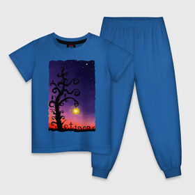 Детская пижама хлопок с принтом Ночь в Тюмени, 100% хлопок |  брюки и футболка прямого кроя, без карманов, на брюках мягкая резинка на поясе и по низу штанин
 | tegunvteg | дерево | ночь | рисунок | фонарь