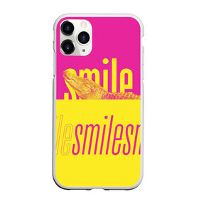 Чехол для iPhone 11 Pro матовый с принтом Улыбнись (крокодил) в Тюмени, Силикон |  | smile | гена | желтый | крокодил | позитив | розовый | улыбка | улыбнись