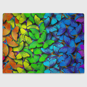 Плед 3D с принтом Радужные бабочки в Тюмени, 100% полиэстер | закругленные углы, все края обработаны. Ткань не мнется и не растягивается | Тематика изображения на принте: абстракция | бабочки | градиент | неон | природа | радуга | узор | фон | яркий узор