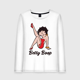 Женский лонгслив хлопок с принтом Betty Boop в Тюмени, 100% хлопок |  | Тематика изображения на принте: betty boop | любовь