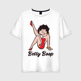 Женская футболка хлопок Oversize с принтом Betty Boop в Тюмени, 100% хлопок | свободный крой, круглый ворот, спущенный рукав, длина до линии бедер
 | Тематика изображения на принте: betty boop | любовь