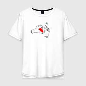 Мужская футболка хлопок Oversize с принтом Love x hate в Тюмени, 100% хлопок | свободный крой, круглый ворот, “спинка” длиннее передней части | heart | heart breaker | love | боль | бывшая | бывшие | бывший | любовь | надпись | нет девушки | нет парня | нет проблем | про бывших | разбитое сердце | сердечки | сердца