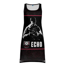 Платье-майка 3D с принтом Echo в Тюмени, 100% полиэстер | полуприлегающий силуэт, широкие бретели, круглый вырез горловины, удлиненный подол сзади. | echo | r6s | rainbow six siege | оперативник | персонаж | эхо